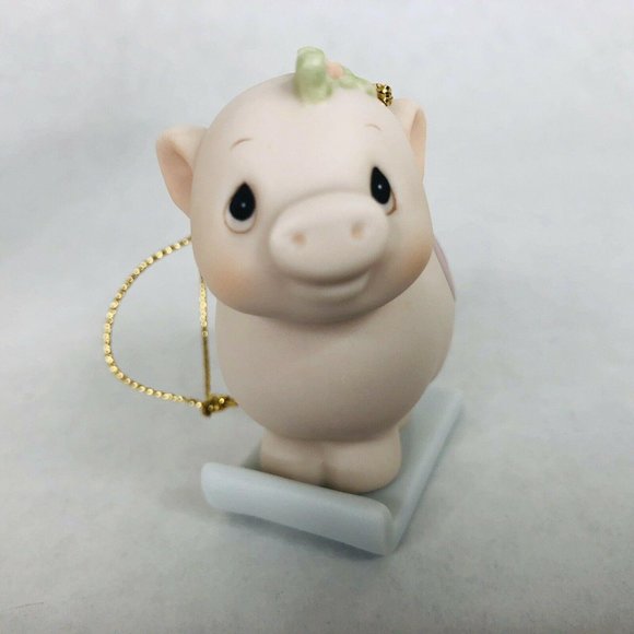 Precious Moments Xmas Train Ornament Pig Sled Age - Picture 3 of 11